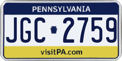 PA license plate JGC2759