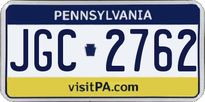 PA license plate JGC2762