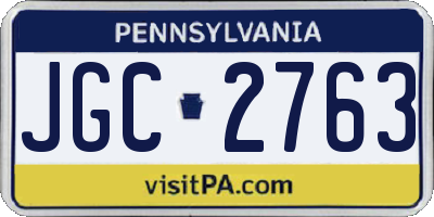 PA license plate JGC2763