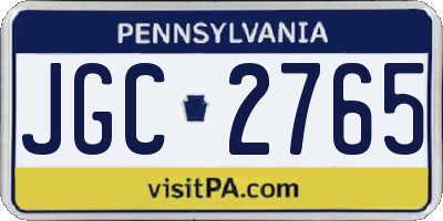 PA license plate JGC2765