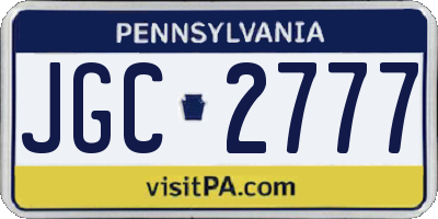 PA license plate JGC2777