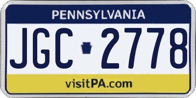 PA license plate JGC2778
