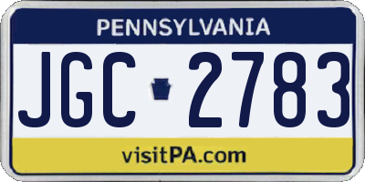 PA license plate JGC2783