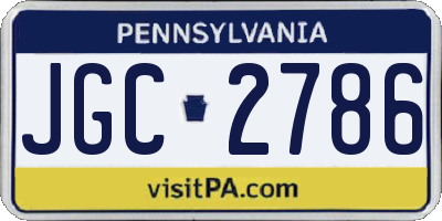 PA license plate JGC2786