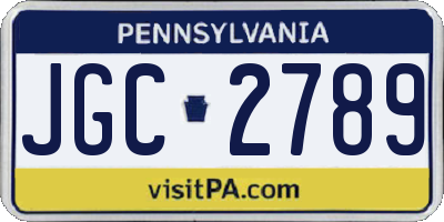 PA license plate JGC2789