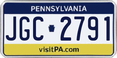 PA license plate JGC2791