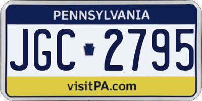 PA license plate JGC2795