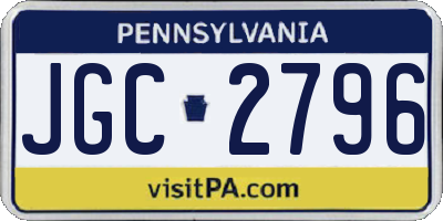 PA license plate JGC2796