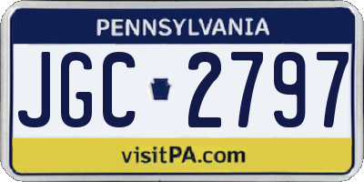 PA license plate JGC2797