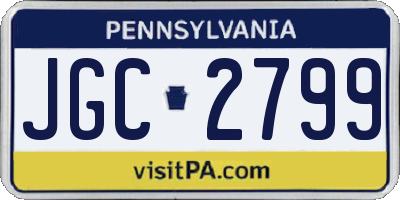PA license plate JGC2799