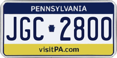 PA license plate JGC2800