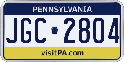 PA license plate JGC2804