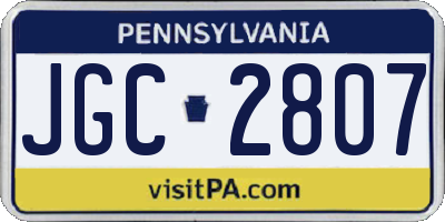 PA license plate JGC2807