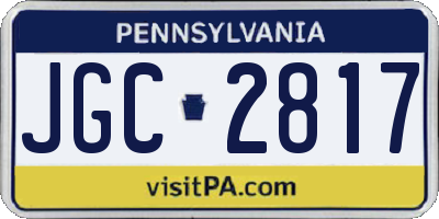 PA license plate JGC2817