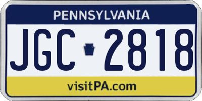 PA license plate JGC2818