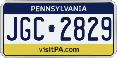 PA license plate JGC2829