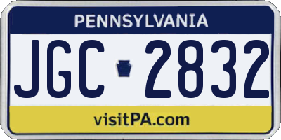 PA license plate JGC2832