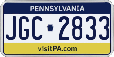 PA license plate JGC2833