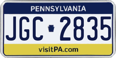 PA license plate JGC2835
