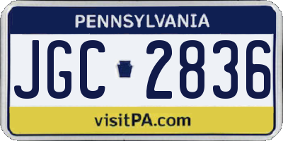 PA license plate JGC2836