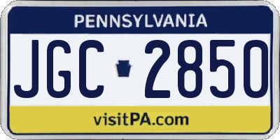 PA license plate JGC2850