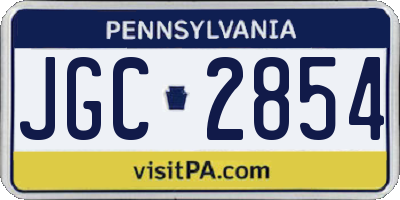 PA license plate JGC2854