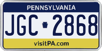 PA license plate JGC2868