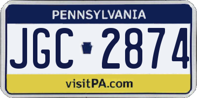PA license plate JGC2874