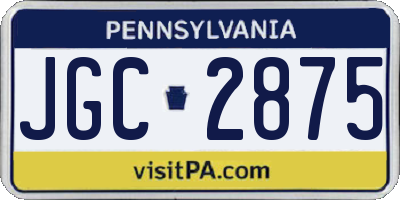 PA license plate JGC2875