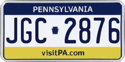 PA license plate JGC2876
