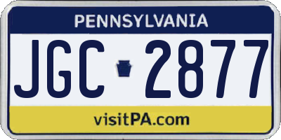 PA license plate JGC2877
