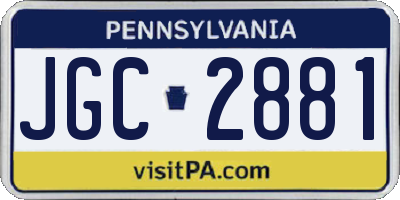 PA license plate JGC2881
