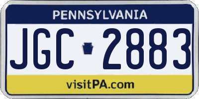 PA license plate JGC2883