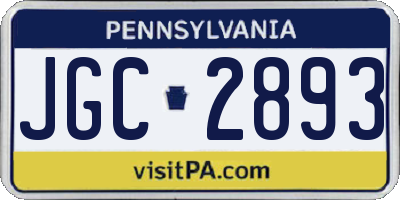 PA license plate JGC2893