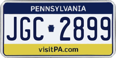 PA license plate JGC2899