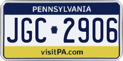 PA license plate JGC2906
