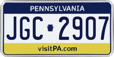 PA license plate JGC2907