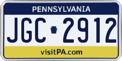 PA license plate JGC2912