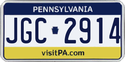 PA license plate JGC2914