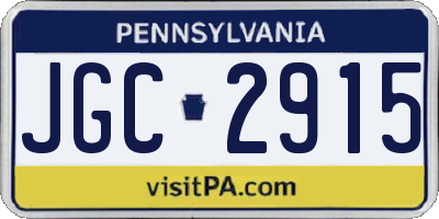 PA license plate JGC2915