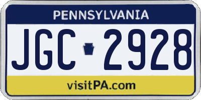 PA license plate JGC2928