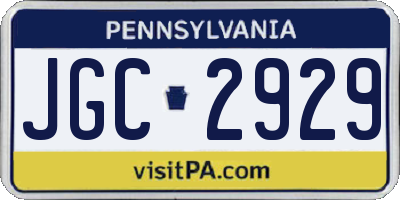 PA license plate JGC2929