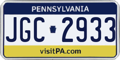 PA license plate JGC2933
