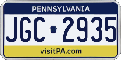 PA license plate JGC2935