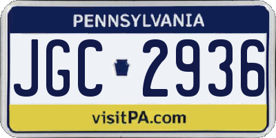 PA license plate JGC2936