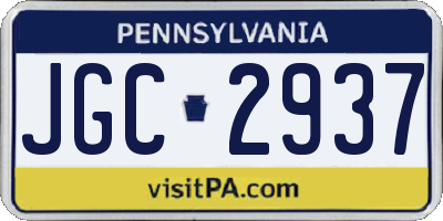 PA license plate JGC2937