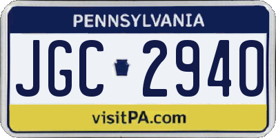PA license plate JGC2940
