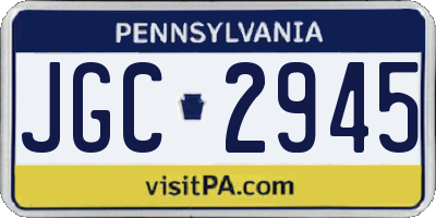PA license plate JGC2945