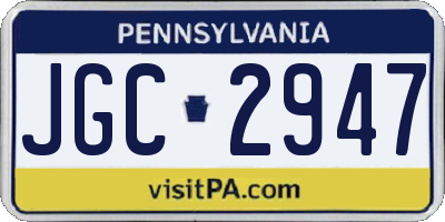 PA license plate JGC2947
