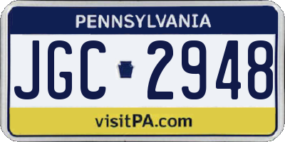 PA license plate JGC2948